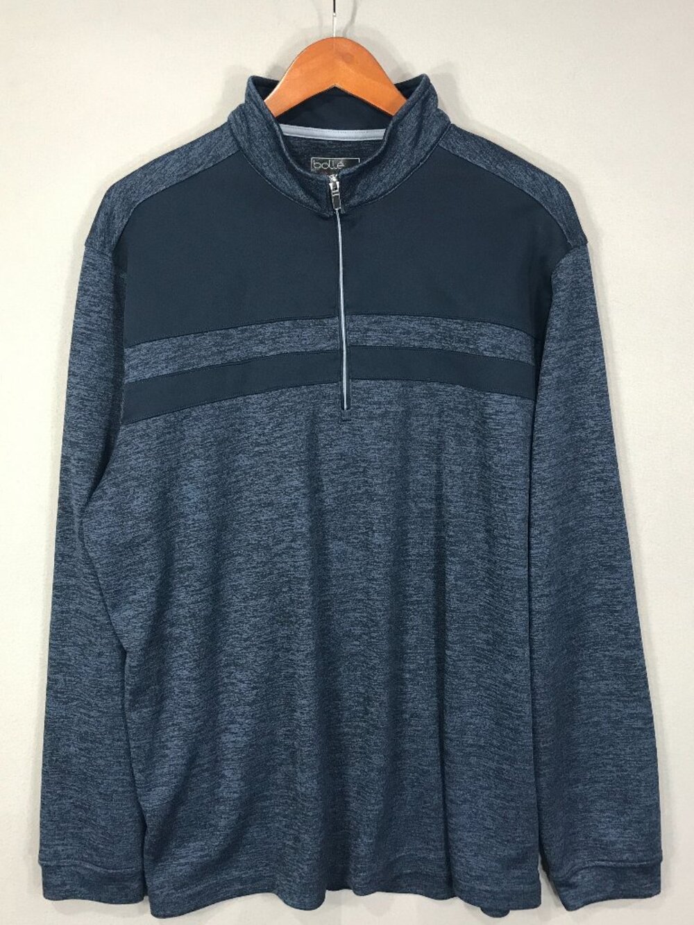 Bolle Performance Sweater Men's XL Blue Pullover Shirt 1/4 Zip Mock Golf Tennis